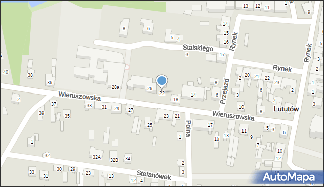 Lututów, Wieruszowska, 22, mapa Lututów