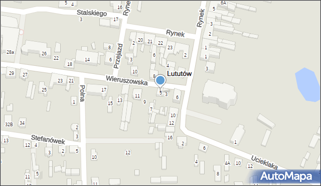 Lututów, Wieruszowska, 5, mapa Lututów