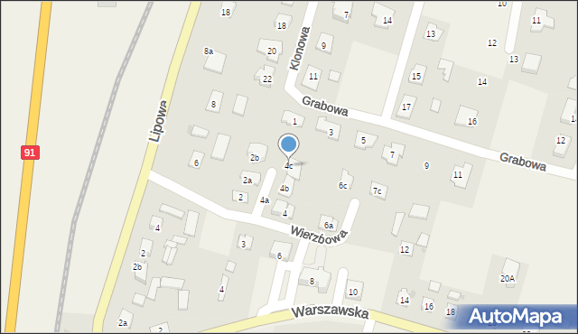 Łysomice, Wierzbowa, 4c, mapa Łysomice