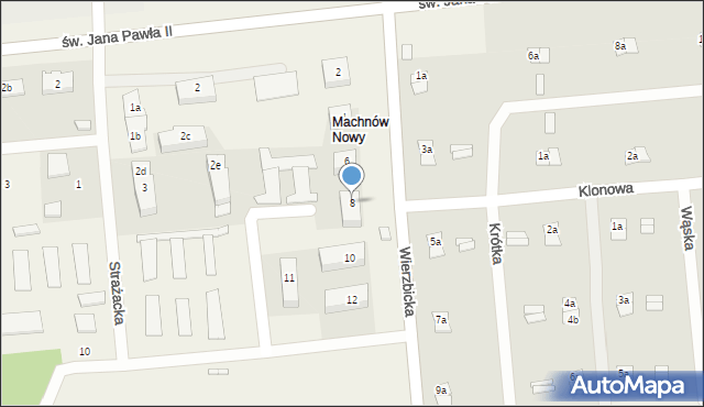 Machnów Nowy, Wierzbicka, 8, mapa Machnów Nowy