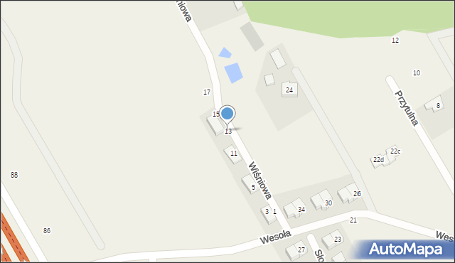 Majdan, Wiśniowa, 13, mapa Majdan