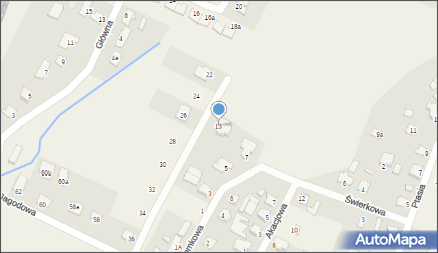 Maksymilianowo, Wiśniowa, 13, mapa Maksymilianowo