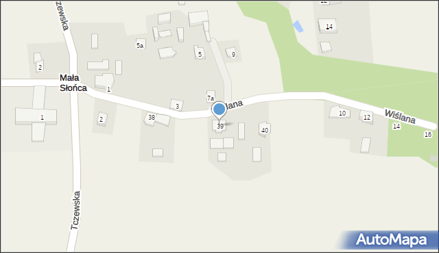 Mała Słońca, Wiślana, 39, mapa Mała Słońca
