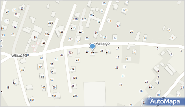 Mała Wieś, Witkacego Stanisława, 27, mapa Mała Wieś