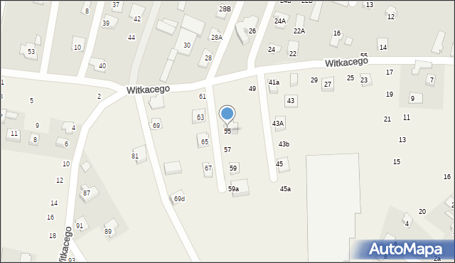 Mała Wieś, Witkacego Stanisława, 55, mapa Mała Wieś