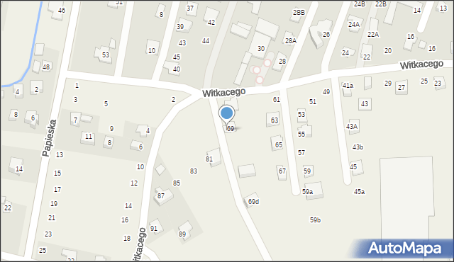 Mała Wieś, Witkacego Stanisława, 69a, mapa Mała Wieś