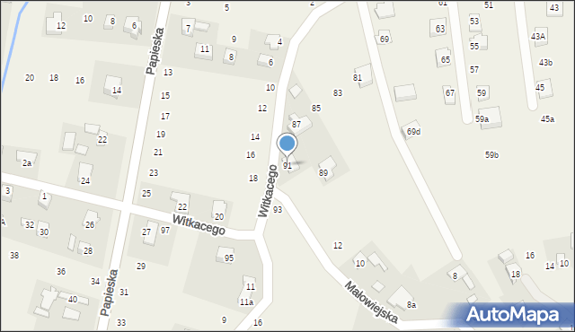 Mała Wieś, Witkacego Stanisława, 91, mapa Mała Wieś