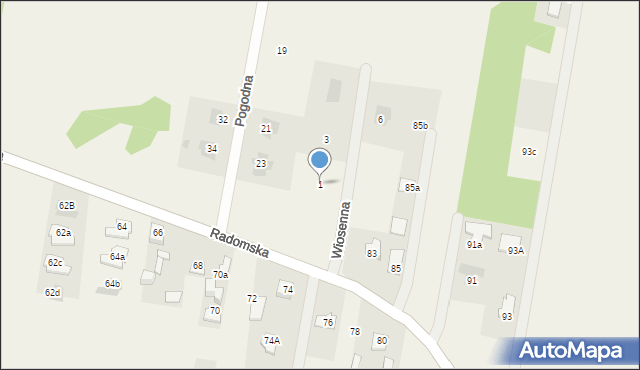 Małęczyn, Wiosenna, 1, mapa Małęczyn