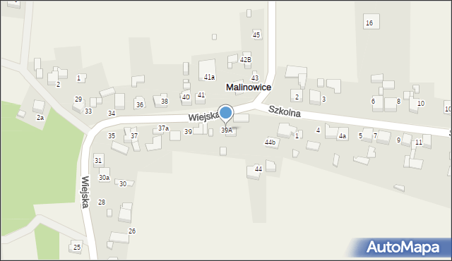 Malinowice, Wiejska, 39A, mapa Malinowice