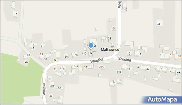 Malinowice, Wiejska, 41, mapa Malinowice