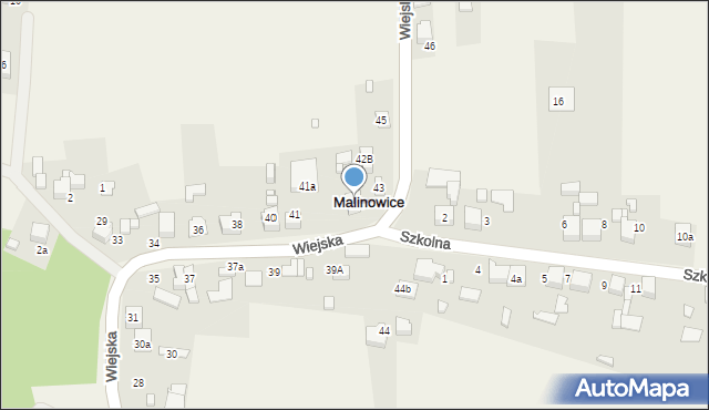 Malinowice, Wiejska, 42a, mapa Malinowice