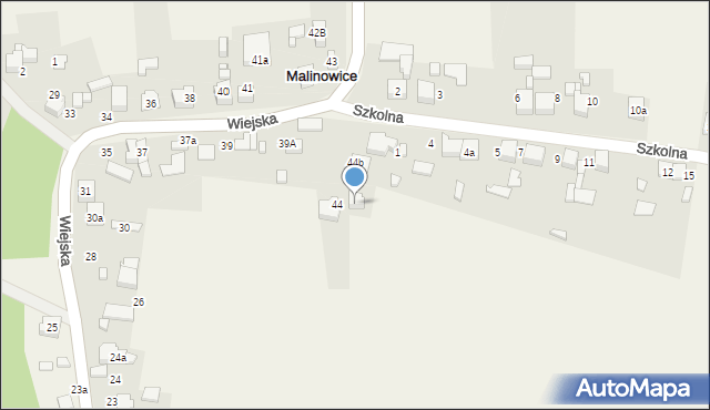 Malinowice, Wiejska, 44a, mapa Malinowice