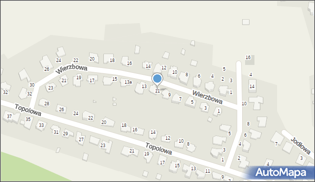 Malinowice, Wierzbowa, 11, mapa Malinowice