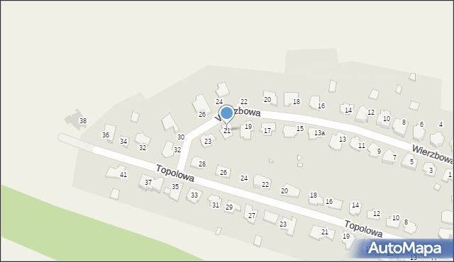 Malinowice, Wierzbowa, 21, mapa Malinowice