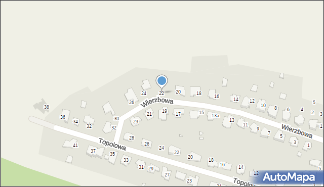 Malinowice, Wierzbowa, 22, mapa Malinowice