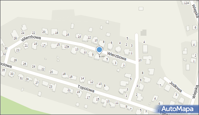 Malinowice, Wierzbowa, 7, mapa Malinowice