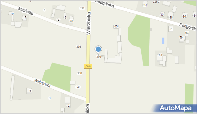 Maliszów, Wierzbicka, 329, mapa Maliszów