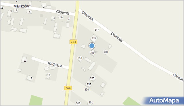 Maliszów, Wierzbicka, 351, mapa Maliszów