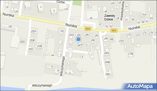 Małkinia Górna, Wilczyńskiego, 1A, mapa Małkinia Górna