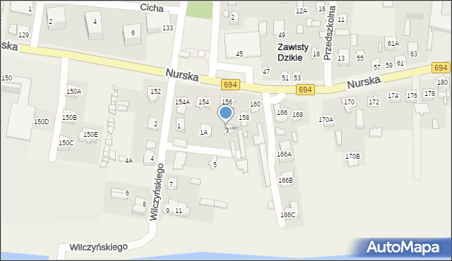 Małkinia Górna, Wilczyńskiego, 3, mapa Małkinia Górna