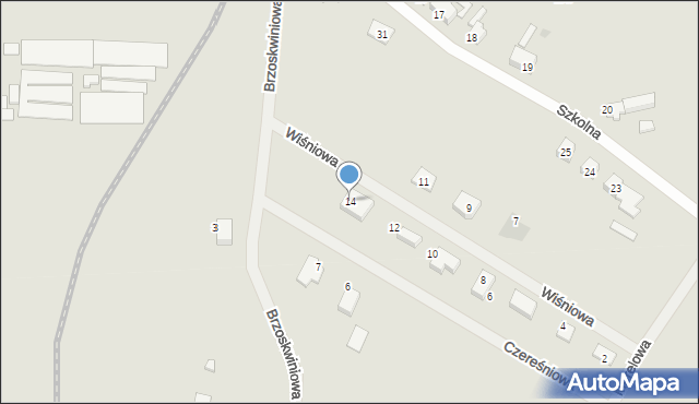 Małomice, Wiśniowa, 14, mapa Małomice