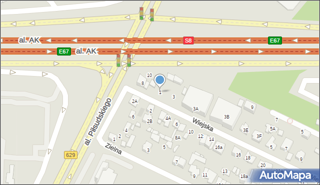 Marki, Wiejska, 1, mapa Marki