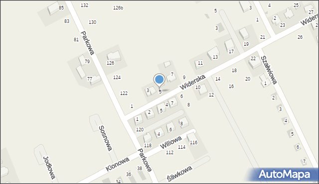 Masłomiąca, Widerska, 5, mapa Masłomiąca