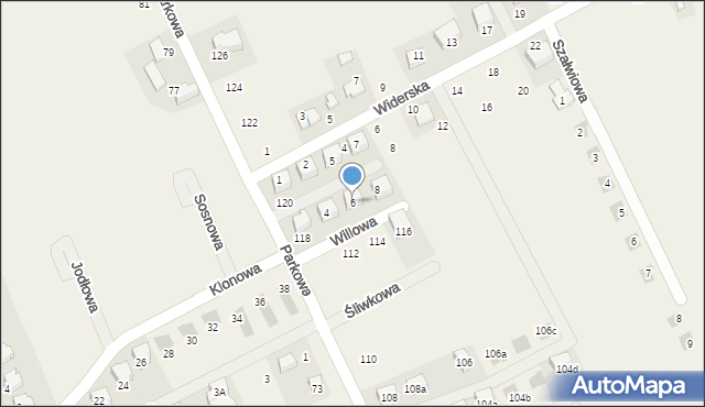 Masłomiąca, Willowa, 6, mapa Masłomiąca