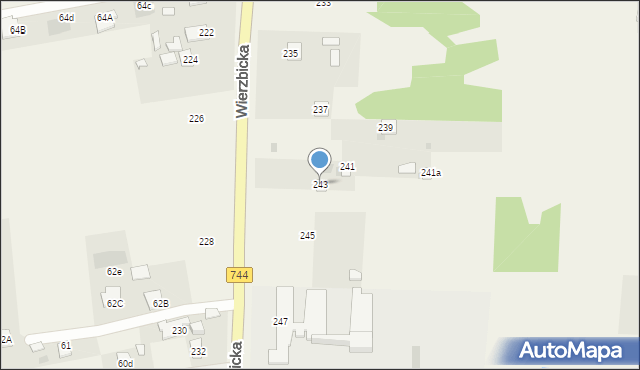 Mazowszany, Wierzbicka, 243, mapa Mazowszany
