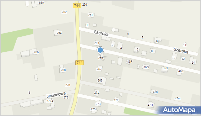 Mazowszany, Wierzbicka, 265, mapa Mazowszany