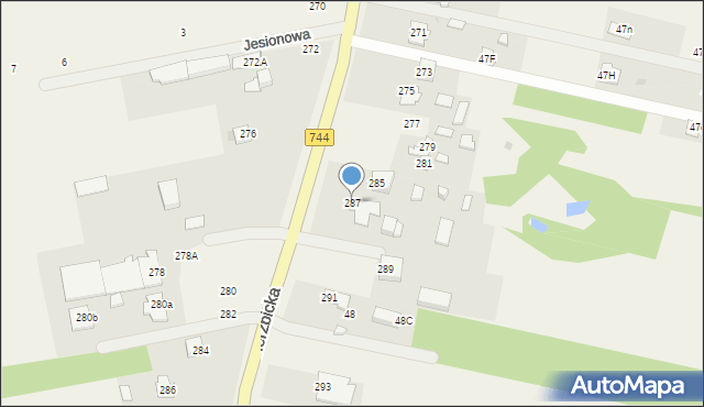 Mazowszany, Wierzbicka, 287, mapa Mazowszany