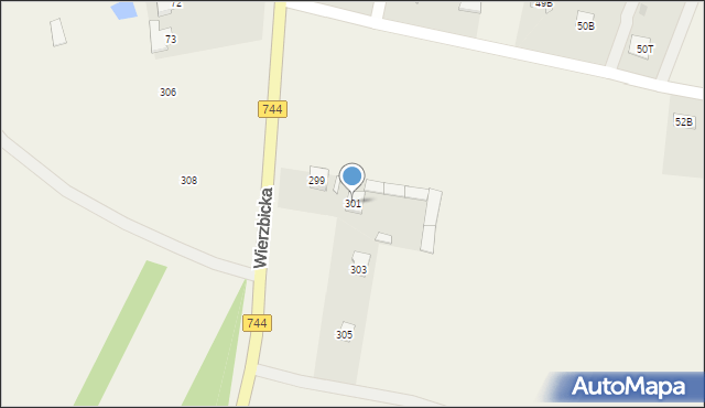 Mazowszany, Wierzbicka, 301, mapa Mazowszany
