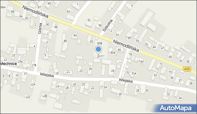 Mechnice, Wiejska, 27, mapa Mechnice