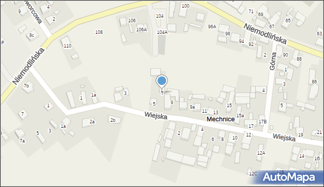 Mechnice, Wiejska, 7, mapa Mechnice