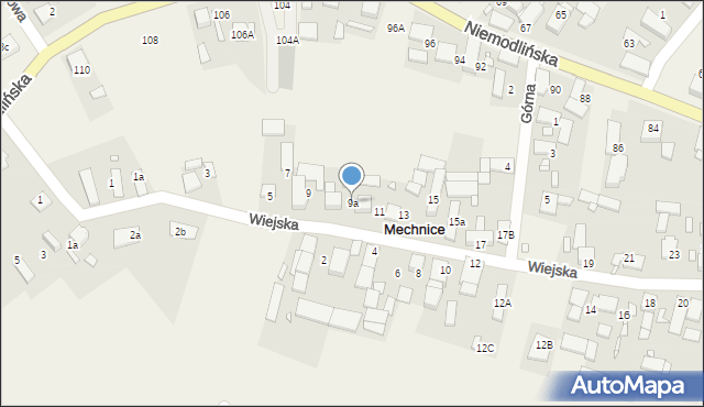 Mechnice, Wiejska, 9a, mapa Mechnice