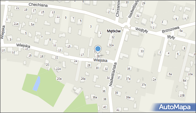 Mętków, Wiejska, 19, mapa Mętków