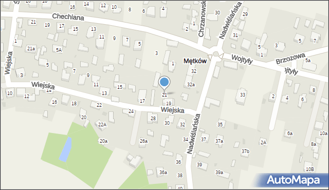 Mętków, Wiejska, 21, mapa Mętków