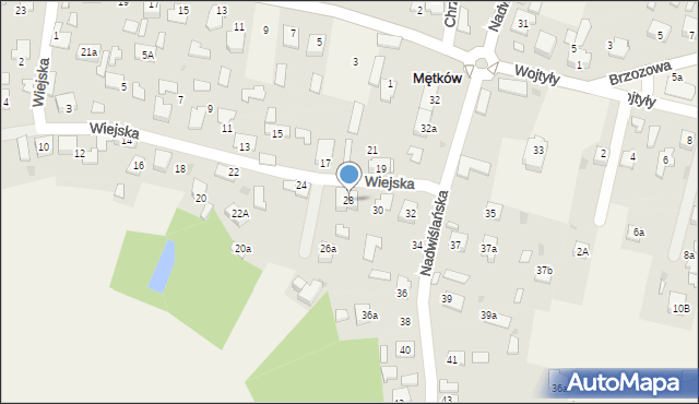 Mętków, Wiejska, 28, mapa Mętków