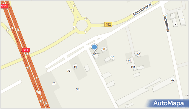 Mianowice, Wieruszowska, 60, mapa Mianowice