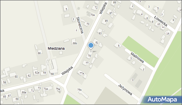 Miedziana, Wiejska, 79a, mapa Miedziana