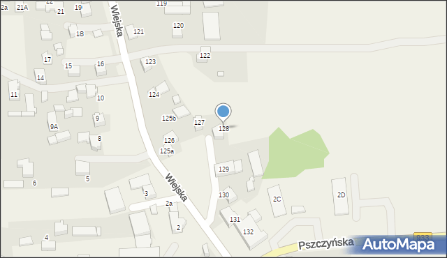 Miedźna, Wiejska, 128, mapa Miedźna