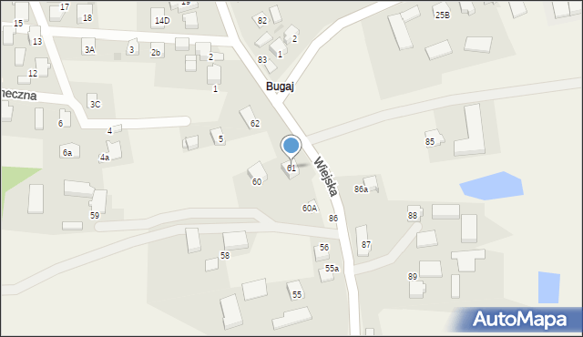 Miedźna, Wiejska, 61, mapa Miedźna