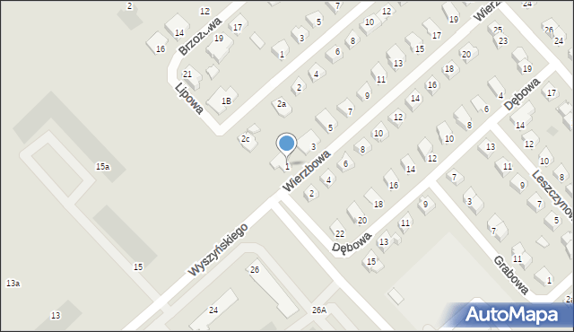 Międzyrzec Podlaski, Wierzbowa, 1, mapa Międzyrzec Podlaski