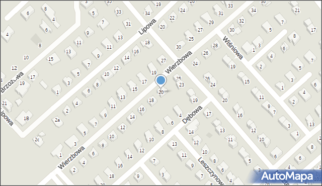 Międzyrzec Podlaski, Wierzbowa, 20, mapa Międzyrzec Podlaski
