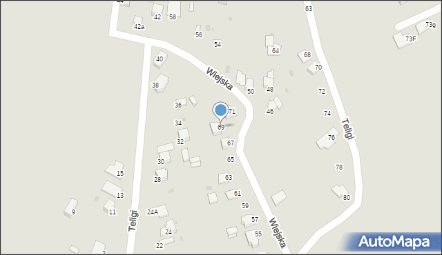 Mielec, Wiejska, 69, mapa Mielca