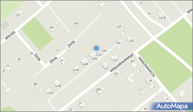 Mielec, Wiesiołowskiego, 21ah, mapa Mielca