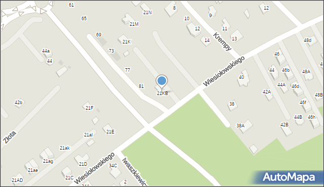 Mielec, Wiesiołowskiego, 21KB, mapa Mielca