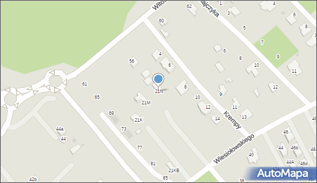 Mielec, Wiesiołowskiego, 21N, mapa Mielca