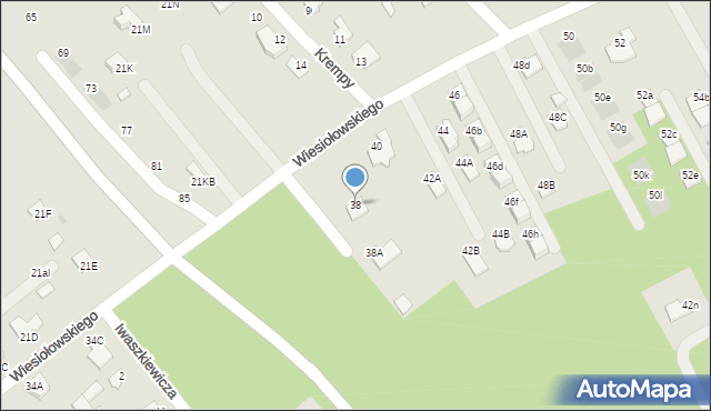 Mielec, Wiesiołowskiego, 38, mapa Mielca