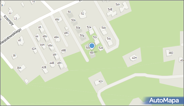 Mielec, Wiesiołowskiego, 50l, mapa Mielca